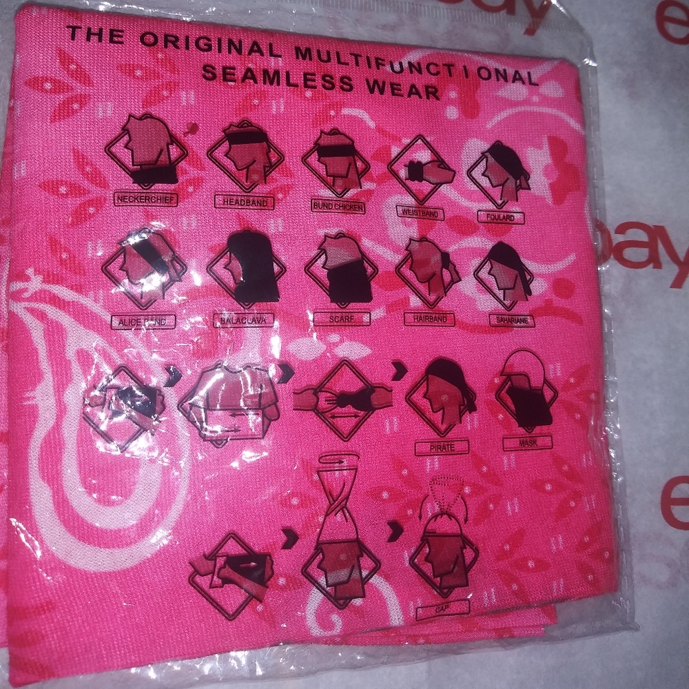 PINK Bandana STYLED Headband MULTI - Use FACEMASK